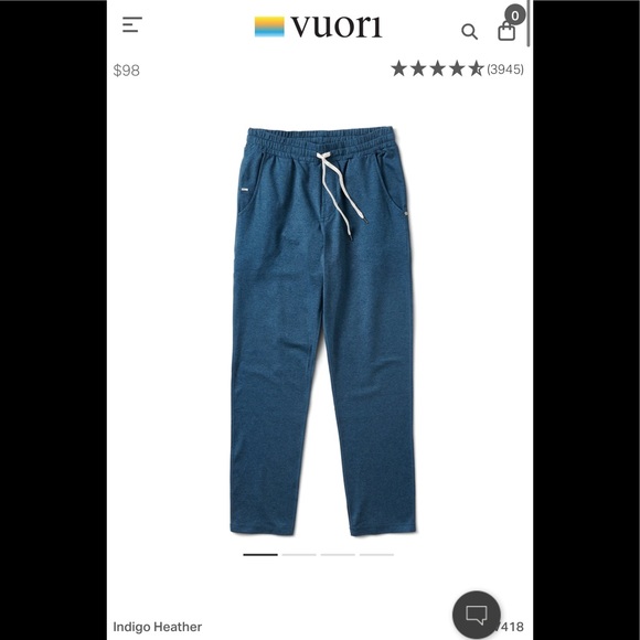 Vuori popular Ponto performance pant in indigo XXL